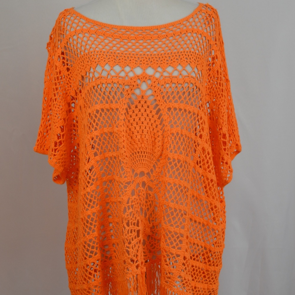 Trina Turk Orange Crochet Short Sleeve Top XS / S
